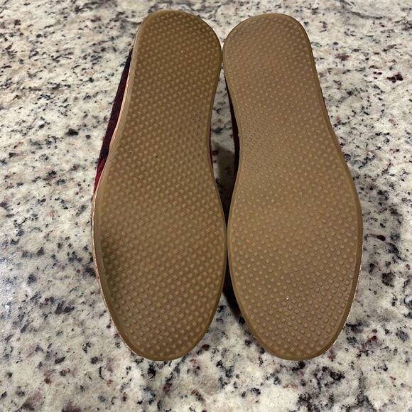 Toms Womens Plaid Felt On Leather Flannel Mid Top Bota Boots Red Black Size 8 - Picture 8 of 8